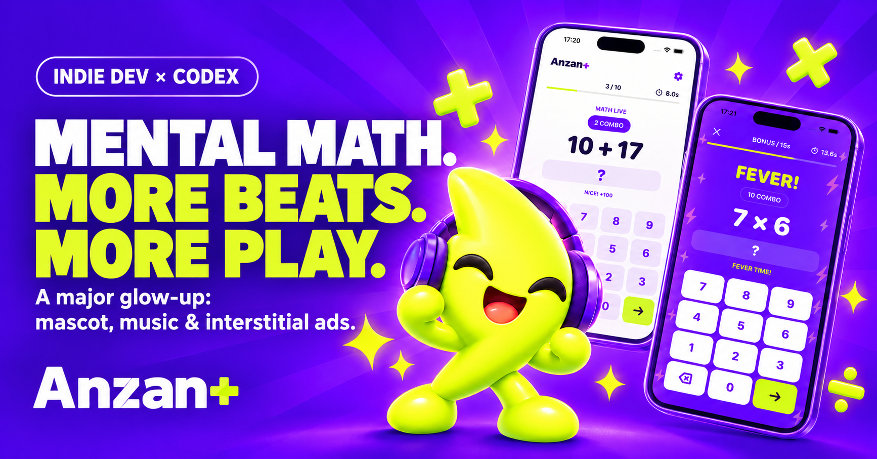 Anzan+ mental math game with Beat and Fever